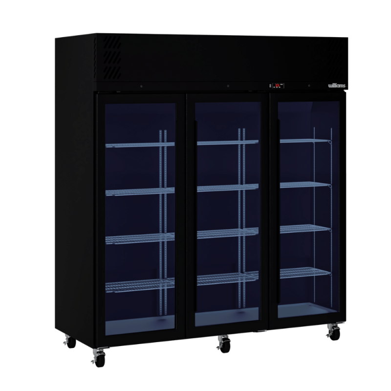 Pearl - Three Door Black Colorbond Upright Display Refrigerator