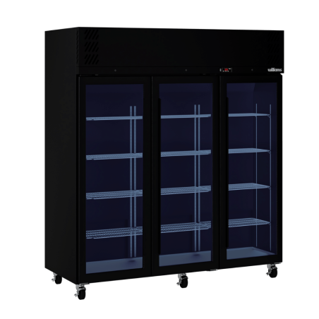 Pearl - Three Door Black Colorbond Upright Display Refrigerator