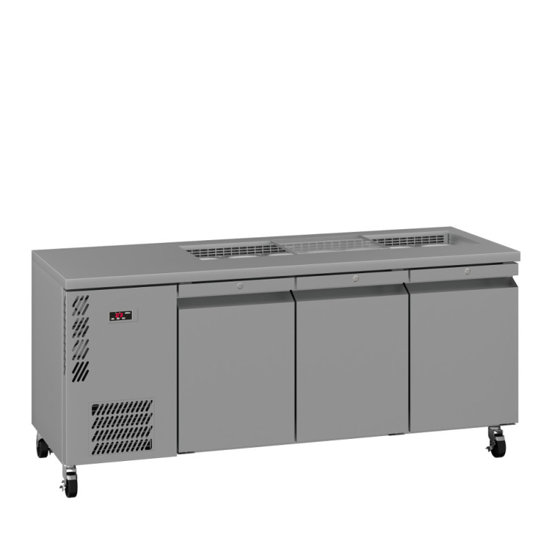 Opal - Three Door Stainless Steel Under Counter Refrigerator With Blown Air Well