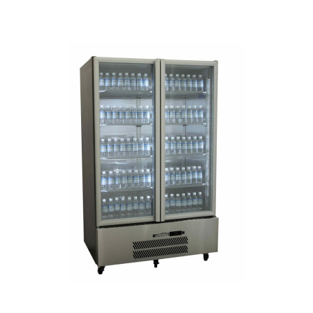 Quartz Star - Two Door Stainless Steel Upright Display Refrigerator