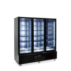 Quartz Star - Three Door Black Colorbond Upright Display Refrigerator