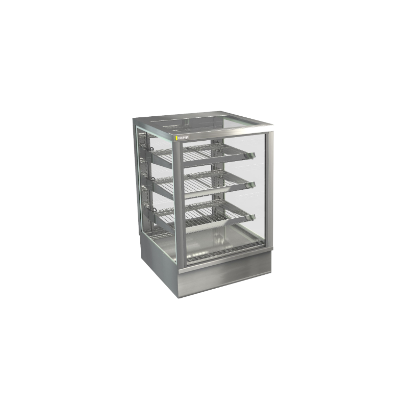 COSSIGA - 600 WIDE FREESTANDING SQUARE HEATED FOOD DISPLAY WITH A GLASS TOP & DECK FORCED HEATING - STGHT6-SD