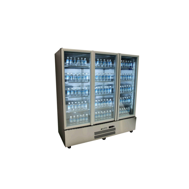 Quartz Star - Three Door Stainless Steel Upright Display Refrigerator