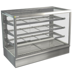 COSSIGA - 1200 WIDE FREESTANDING SQUARE HEATED FOOD DISPLAY WITH A GLASS TOP & DECK FORCED HEATING - STGHT12-SD