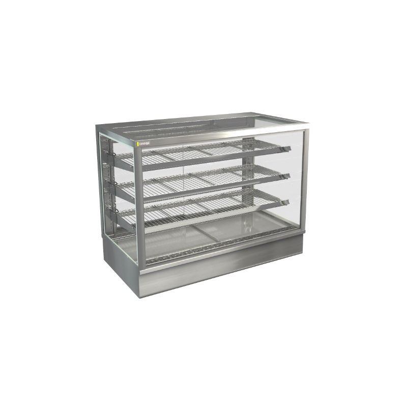 COSSIGA - 1200 WIDE FREESTANDING SQUARE HEATED FOOD DISPLAY WITH A GLASS TOP & DECK FORCED HEATING - STGHT12-SD