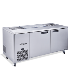 Jade Sandwich - Two Door White Colorbond Prep Counter Refrigerator With Blown Air Well- Without Canopy