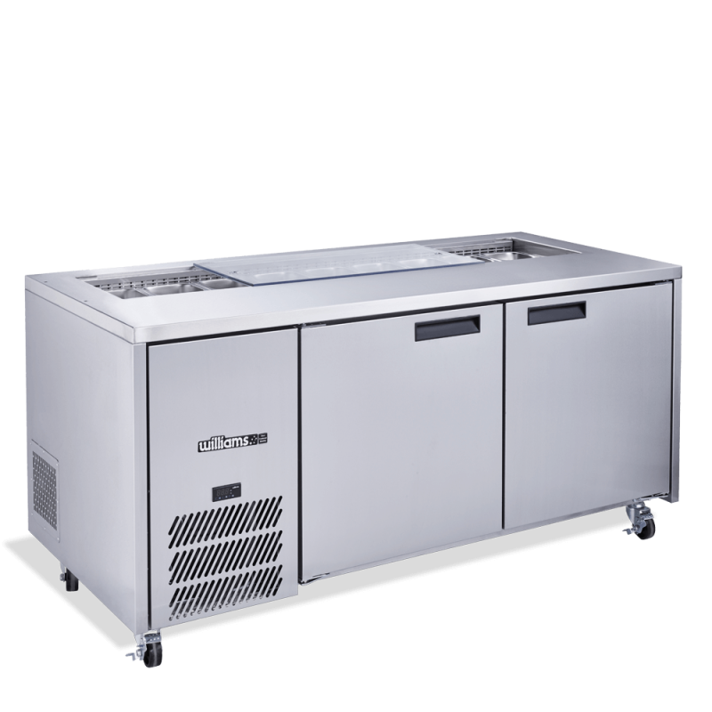 Jade Sandwich - Two Door White Colorbond Prep Counter Refrigerator With Blown Air Well- Without Canopy