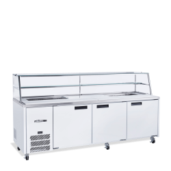  Jade Sandwich - Three Door White Colorbond Prep Counter Refrigerator With Blown Air Well