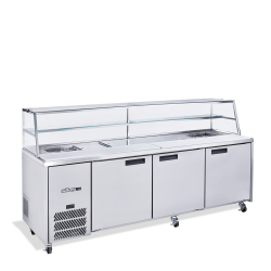 Jade Sandwich - Three Door Stainless Steel Prep Counter Refrigerator With Blown Air Well - Without Canopy