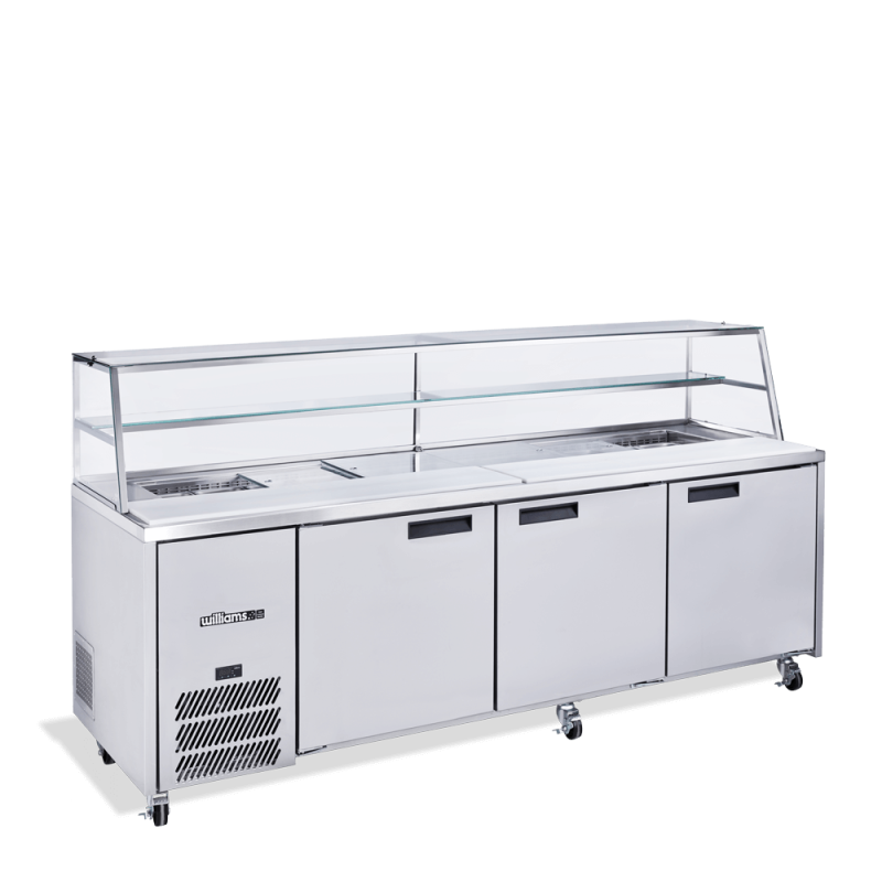 Jade Sandwich - Three Door Stainless Steel Prep Counter Refrigerator With Blown Air Well - Without Canopy