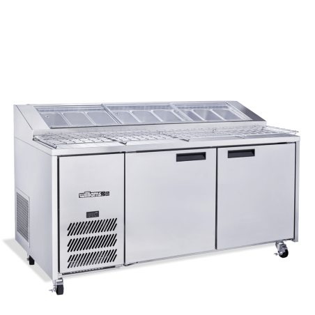 Jade Pizza - Two Door Stainless Steel Pizza Prep Counter Refrigerator With Blown Air Well