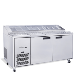  Jade Pizza - Two Door Stainless Steel Pizza Prep Counter Refrigerator With Blown Air Well