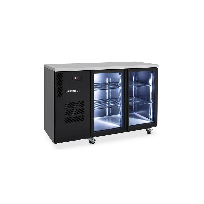 Cameo - Two Door Black Colorbond Under Counter Display Refrigerator