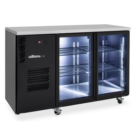 Cameo - Two Door Black Colorbond Under Counter Display Refrigerator