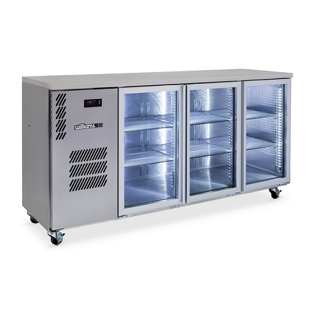 Cameo - Three Door Stainless Steel Under Counter Display Refrigerator