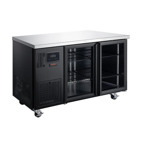 Topaz Under Counter - Two Door Black Under Counter Glass Door Refrigerator