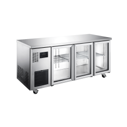 Topaz Under Counter - Three Door Stainless Under Counter Glass Door Refrigerator