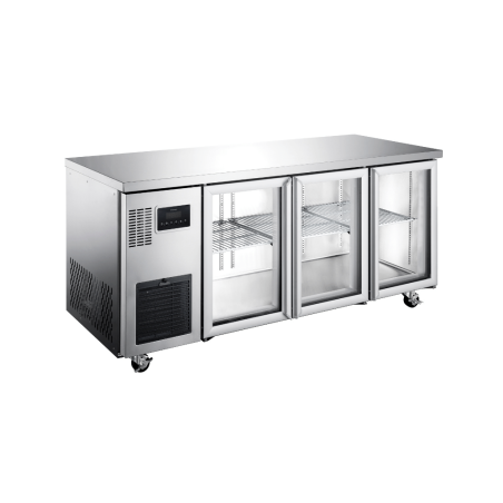 Topaz Under Counter - Three Door Stainless Under Counter Glass Door Refrigerator