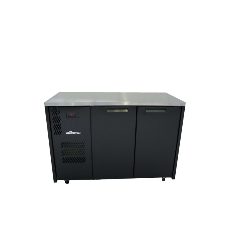 Cameo - Two Door Black Colorbond Under Counter Display Refrigerator