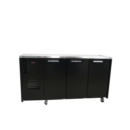 Cameo - Three Door Black Colorbond Under Counter Display Refrigerator