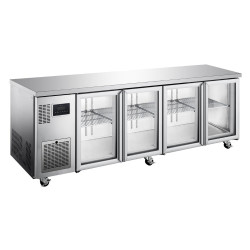 Topaz Under Counter - Four Door Stainless Under Counter Glass Door Refrigerator