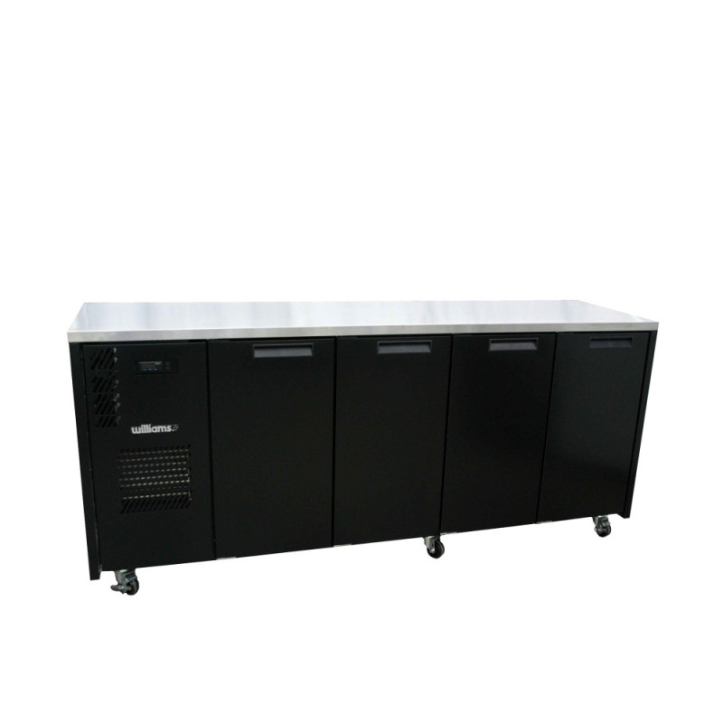 Cameo - Four Door Black Colorbond Under Counter Display Refrigerator