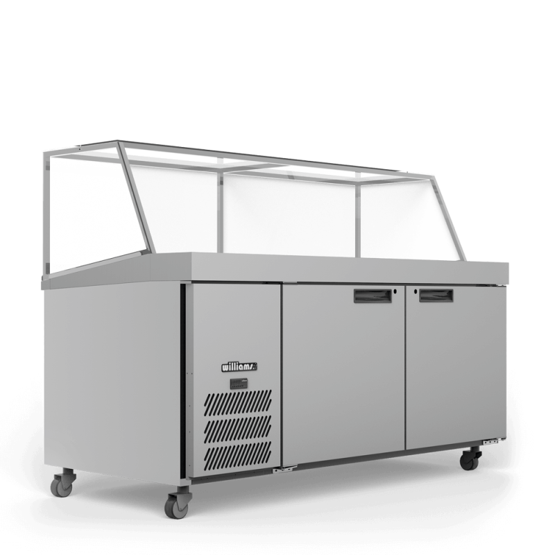 Banksia - Two Door White Colorbond Prep Counter Refrigerator With Angled Blown Air Well