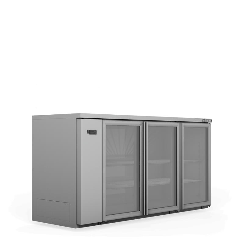 Cameo - Three Door Stainless Steel Remote Back Bar Counter Display Refrigerator