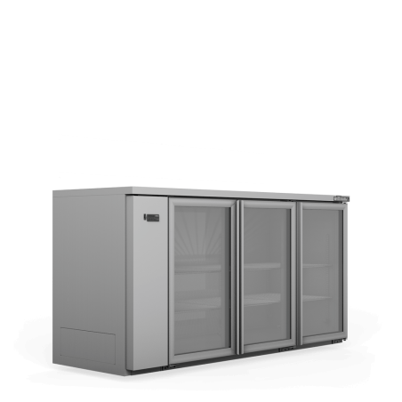 Cameo - Three Door Stainless Steel Remote Back Bar Counter Display Refrigerator