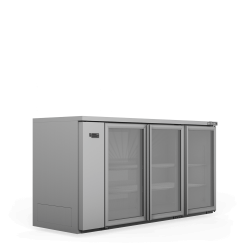  Cameo - Three Door Stainless Steel Remote Back Bar Counter Display Refrigerator