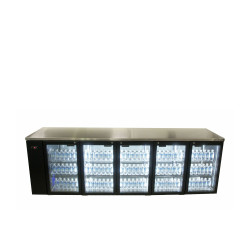 Cameo - Five Door Black Colorbond Remote Back Bar Counter Display Refrigerator