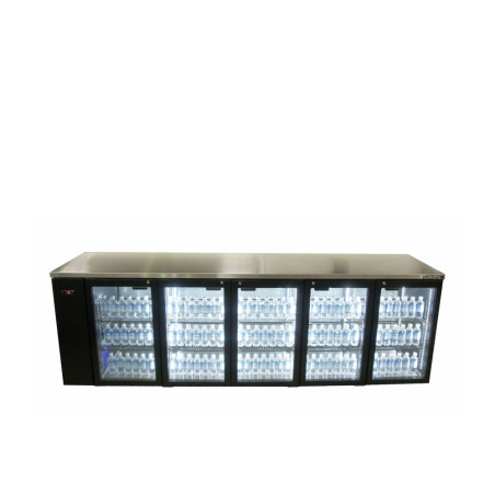 Cameo - Five Door Black Colorbond Remote Back Bar Counter Display Refrigerator