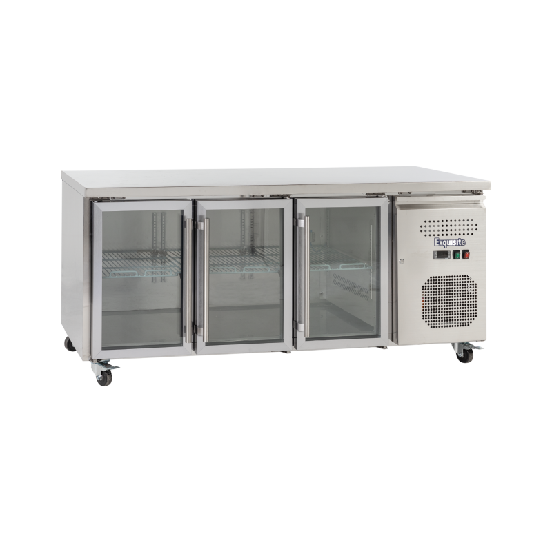 EXQUISITE - SSC400G - COMMERCIAL KITCHEN SNACK SIZE UNDER-BENCH CHILLER WITH GLASS DOORS