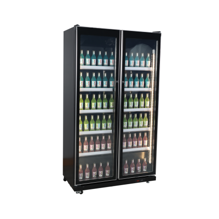 EXQUISITE - DC700 - TWO GLASS DOOR UPRIGHT FRIDGE WITH 3 COLOUR LED