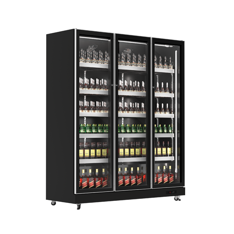 EXQUISITE - DC1100 - THREE GLASS DOORS UPRIGHT FRIDGE WITH 3 COLOUR LED