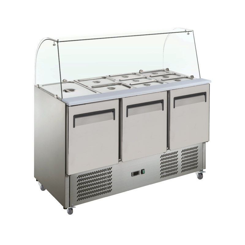 EXQUISITE - SBC380 - THREE DOOR PREPARATION CHILLER WITH CANOPY