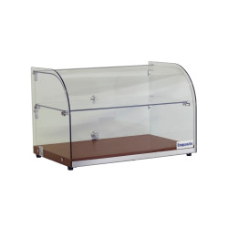 EXQUISITE - CD45 Oak/Walnut/Black - CURVED GLASS AMBIENT COUNTER TOP DISPLAY