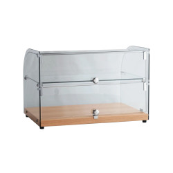 EXQUISITE - CD45 Oak/Walnut/Black - CURVED GLASS AMBIENT COUNTER TOP DISPLAY