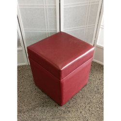 Wine Red Ottoman Cube Pouf, Pair