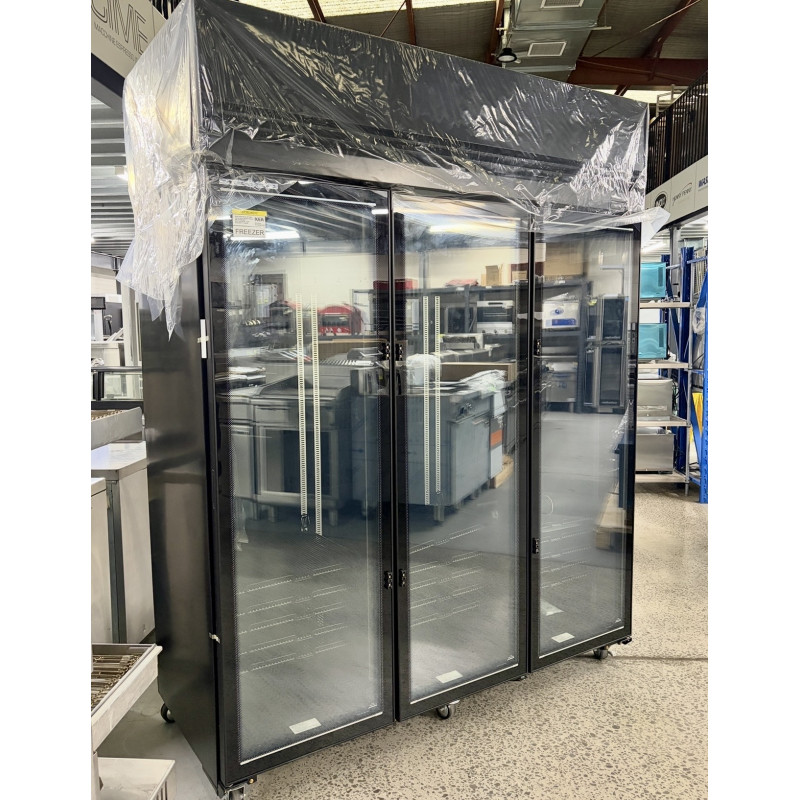 Never Used Skope VF1500X 3 Glass Door Top Mount Upright Freezer - ST27UK017
