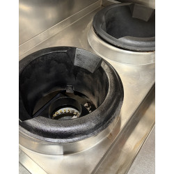 Used B+S Black UFWWD-2 Gas Two Hole Deluxe Waterless Wok Table - ST27UK064